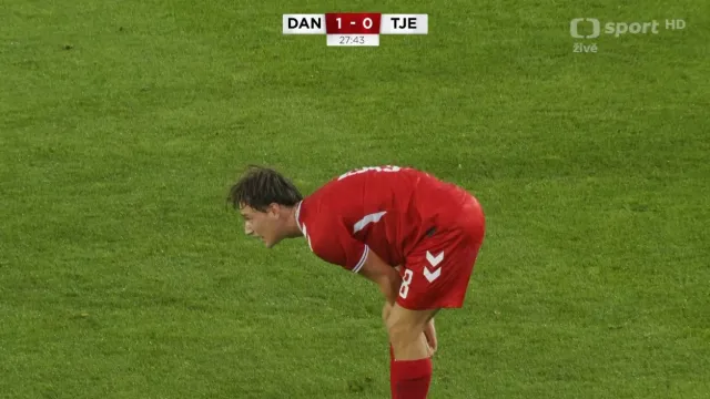 Gól v utkání Dánsko 21 – Česko 21: Boving – 1:0 (28. min.)