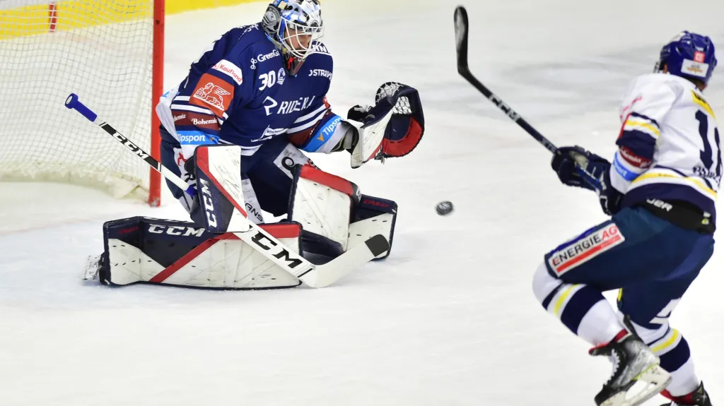 Vítkovický brankář Aleš Stezka v utkání proti Českým Budějovicím