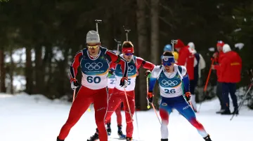 Záznam sprintu biatlonistů