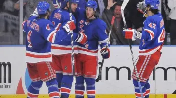Radost hráčů New Yorku Rangers