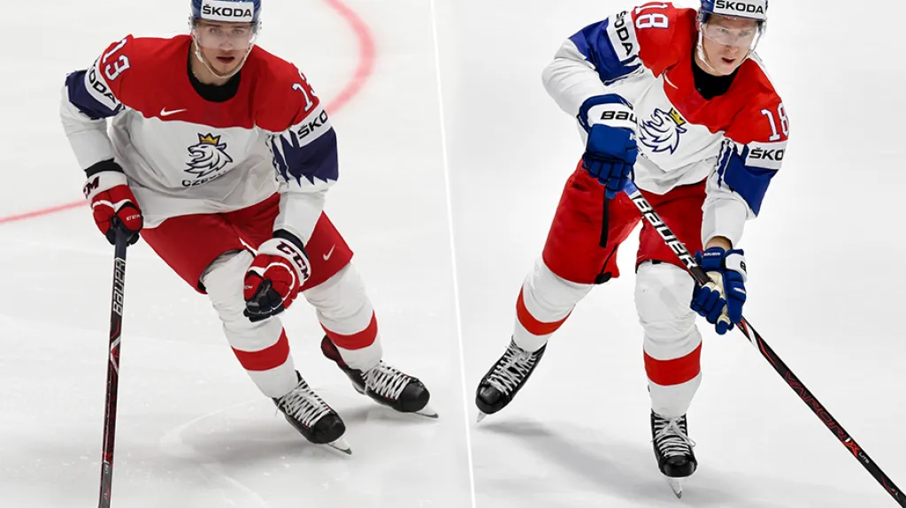 Čeští reprezentační útočníci Jakub Vrána (vlevo) a Ondřej Palát