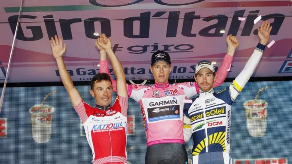Tři nejlepší z loňského Gira, Ryder Hesjedal uprostřed