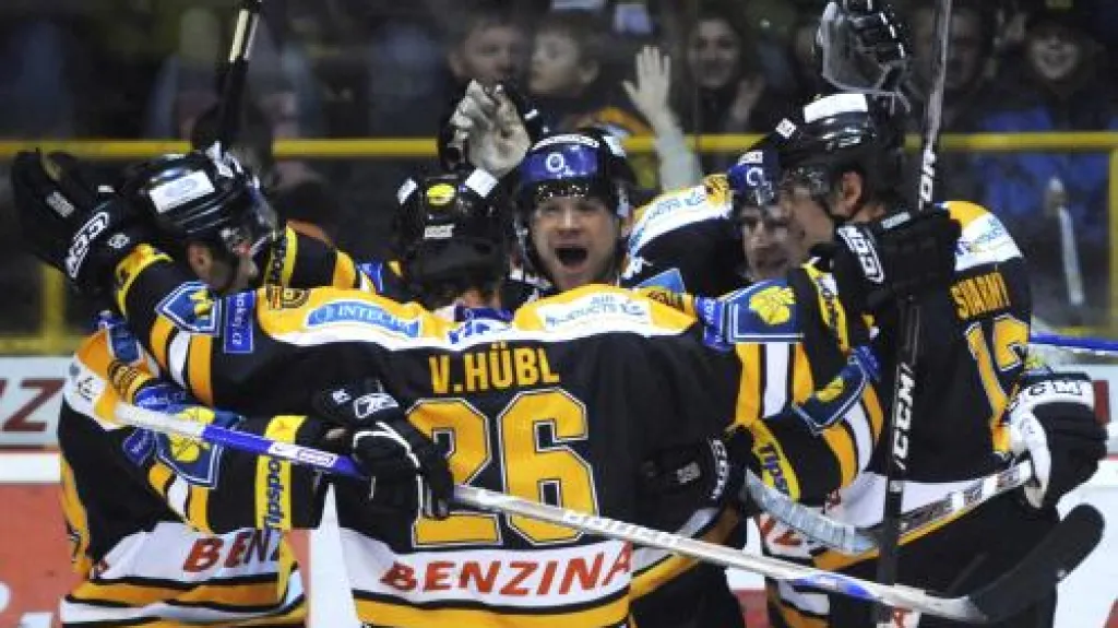 Radující se hráči Litvínova