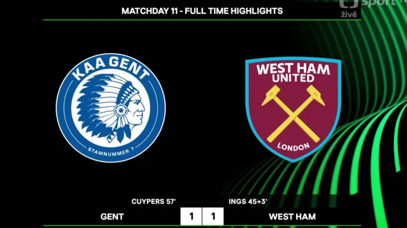 Sestřih utkání Gent – West Ham