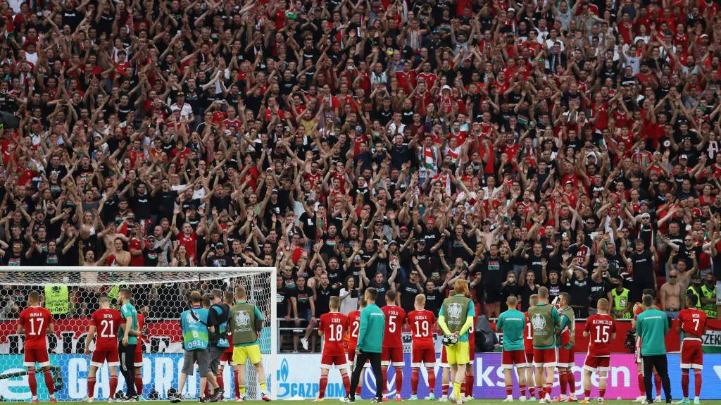 Fotbalisté Maďarska se svými fanoušky