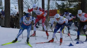 Čtvrtfinále sprintu volně ve Falunu s Michalem Novákem