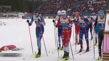 Sestřih štafety běžců na lyžích