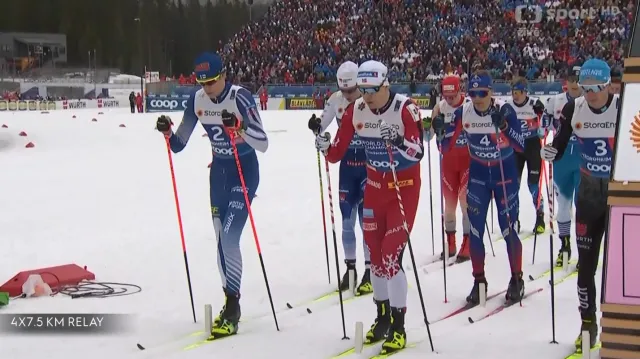 Sestřih štafety běžců na lyžích