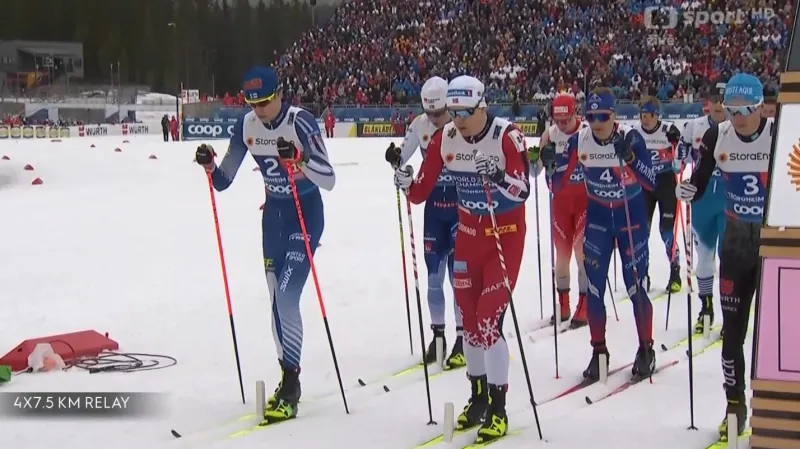 Sestřih štafety běžců na lyžích