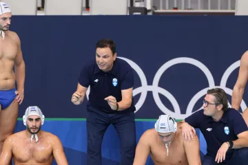 Střídačka vodních pólistů Řecka