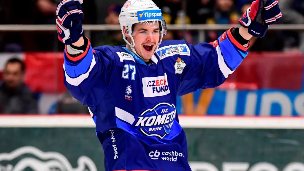 Brněnský útočník Jakub Orsava slaví hattrick
