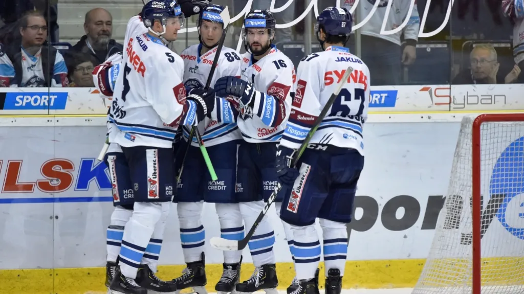 Radující se hokejisté Liberce