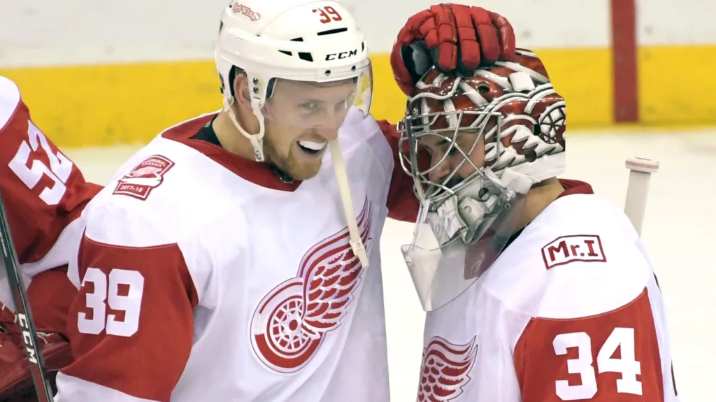 Brankář Detroitu Petr Mrázek