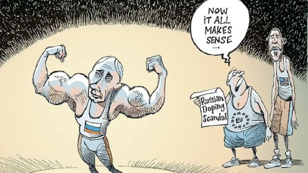 Ruský doping pohledem karikaturistů