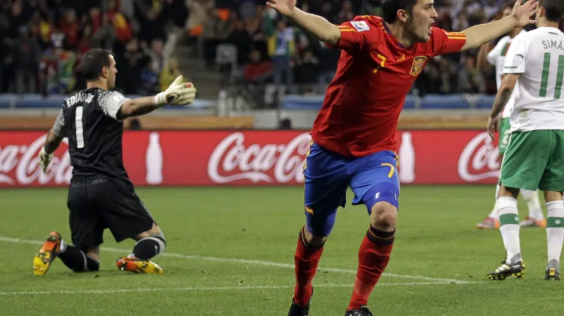 David Villa slaví gól do portugalské sítě na MS 2010