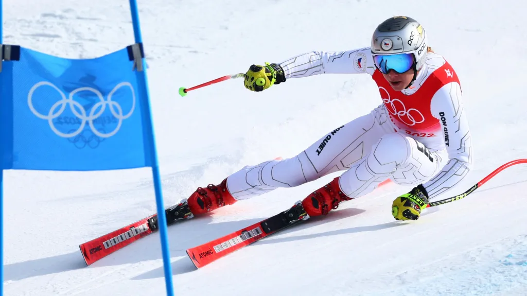 Ester Ledecká v super-G na Hrách v Pekingu