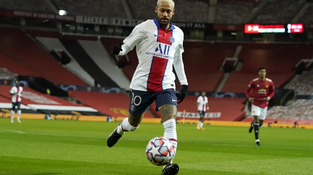 Neymar z PSG v utkání LM na Old Trafford