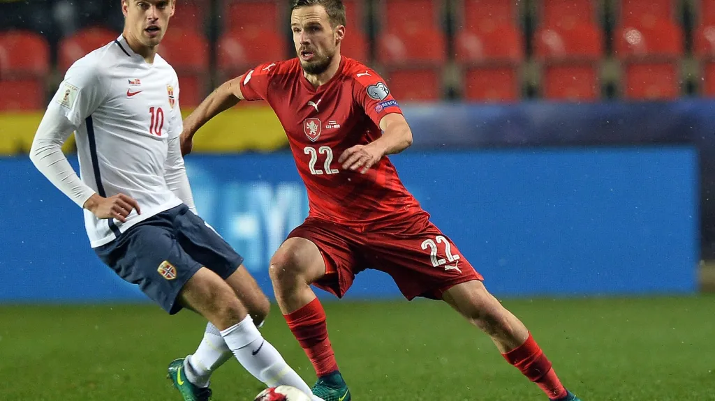 Filip Novák v zápase proti Norsku