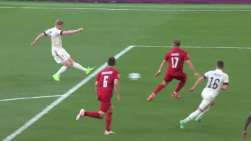 Gól v utkání Dánsko - Belgie: De Bruyne – 1:2 (70. min.)