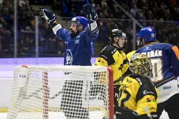 Kladenský útočník Richard Jarůšek slaví gól proti Litvínovu