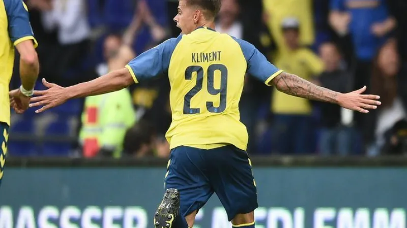 Jan Kliment slaví gól v dresu Bröndby