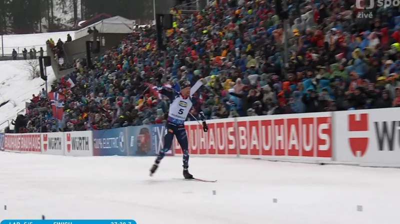 Sestřih závodu s hromadným startem biatlonistů v Oslu