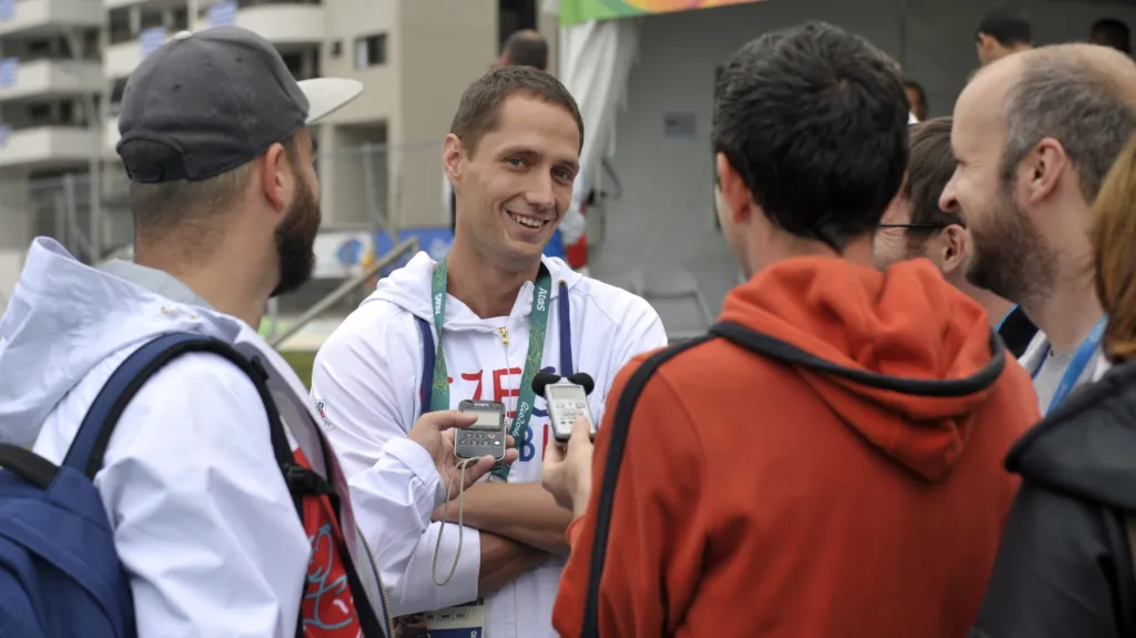 Oštěpař Vítězslav Veselý při setkání s novináři na OH v Riu