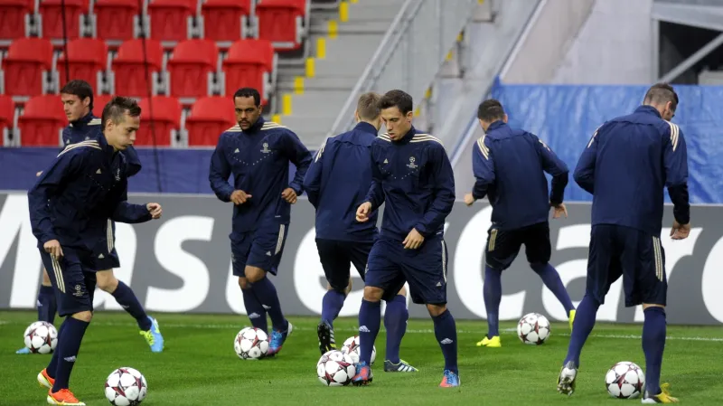 Hráči Mariboru při tréninku před utkáním s Plzní