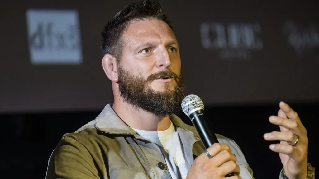 Lukáš Krpálek na TK po projekci filmu Jemný rváč