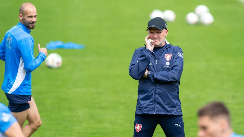 Ivan Hašek na tréninku fotbalové reprezentace