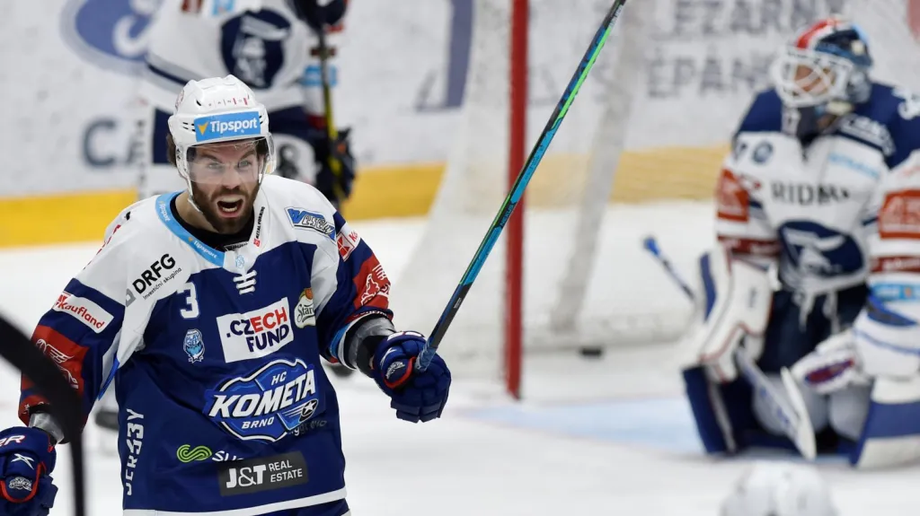 Radost Petera Schneidera z branky Komety proti Vítkovicím