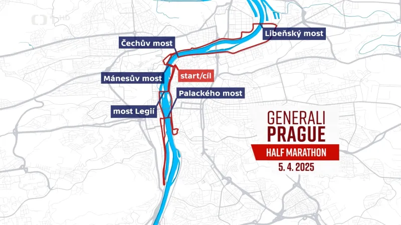 Trať Pražského půlmaratonu