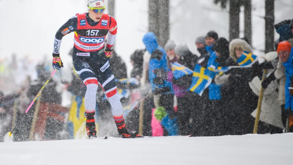 Norka Astrid Uhrenholdtová Jacobsenová během štafety v Ulricehamnu