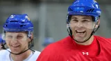 Jaromír Jágr (vpravo) a Martin Erat během tréninku české reprezentace