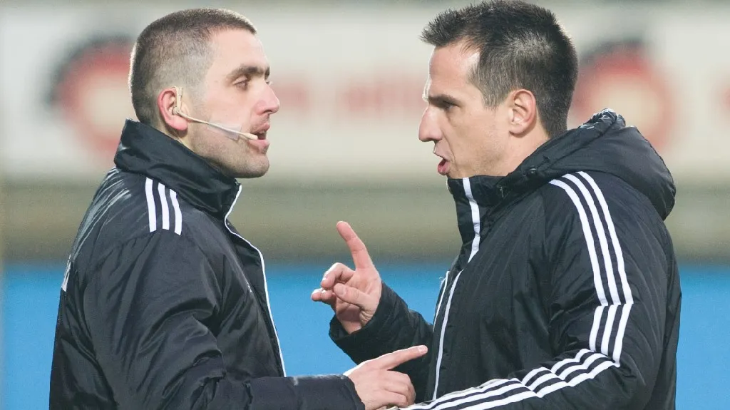 Trenér Českých Budějovic Martin Vozábal (vpravo)