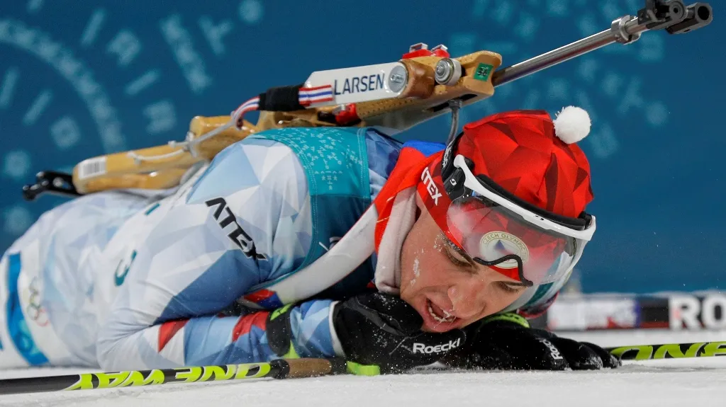 Michal Krčmář v cíli sprintu