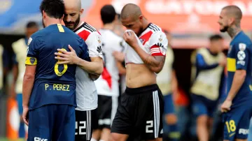 Hráči po utkání Boca Juniors - River Plate