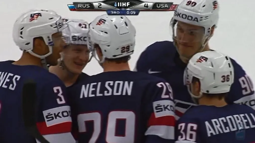 Gól v utkání Rusko - USA: Nelson - 2:4 (60. min.)