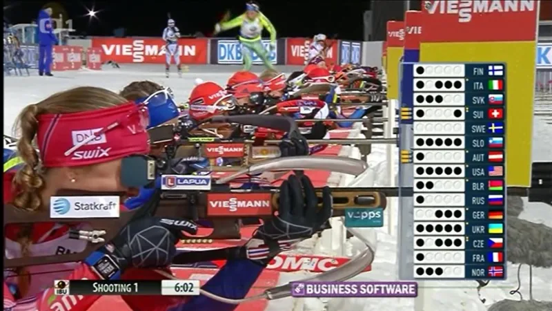 Sestřih závodu smíšených štafet v biatlonu v Östersundu