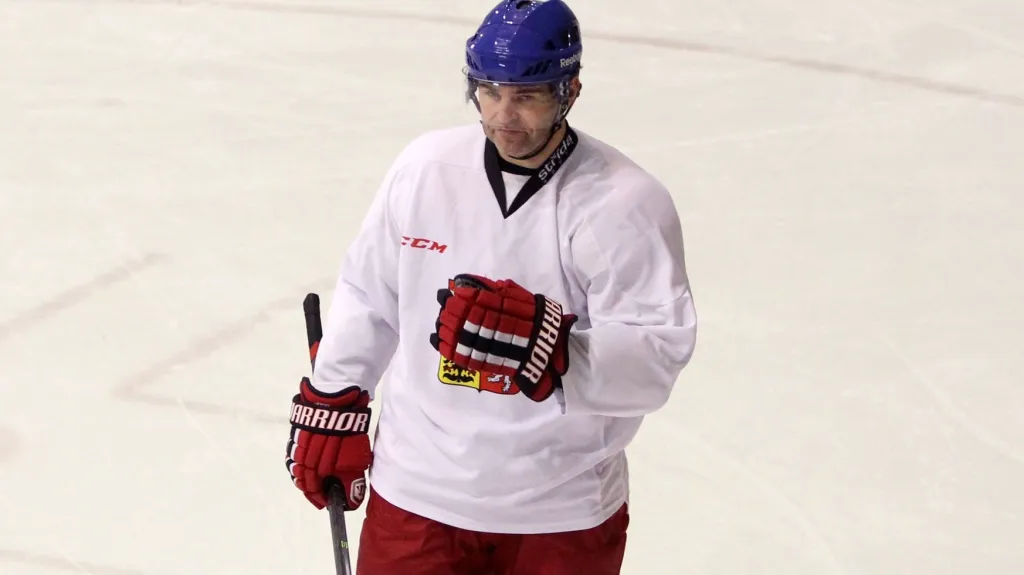 Jaromír Jágr na tréninku reprezentace