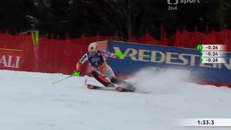 Závěr 2. kola slalomu SP v Kranjské Goře s vítěznou Vlhovou