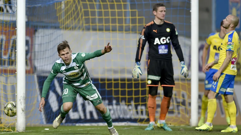 Jakub Nečas se raduje z vítězné branky proti Teplicím