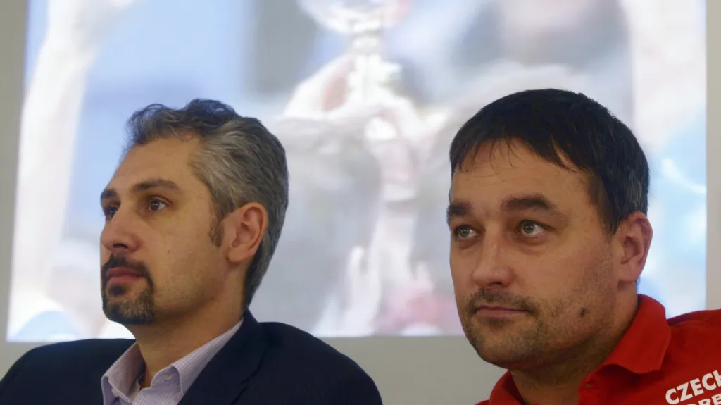 Prezident florbalové federace Filip Šuman a trenér Tomáš Trnavský