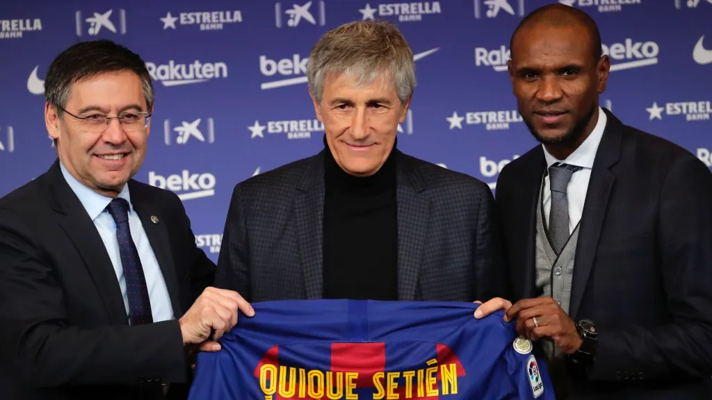 Éric Abidal s dnes už bývalým koučem Setiénem
