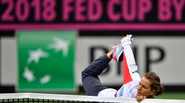 Barbora Strýcová na tréninku před finále Fed Cupu