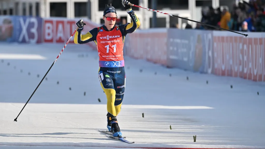 Sebastian Samuelsson vítězí ve stíhačce v Novém Městě na Moravě