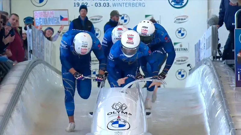 Třetí jízda českého čtyřbobu na MS ve Winterbergu