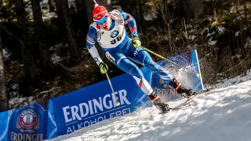 Michal Krčmář na trati sprintu v Pokljuce