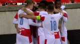 Gól v utkání Slavia Praha – Rangers: Stanciu – 1:0 (7. min.)