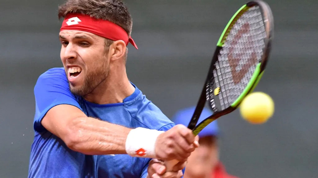 Jiří Veselý v utkání Davis Cupu